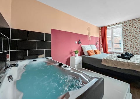 Bed, Photo of the whole room, Bedroom, Pool view, Bath