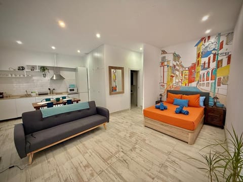 Kitchen or kitchenette, Living room, Photo of the whole room, Seating area, Bedroom