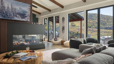 Living room, Seating area, Mountain view