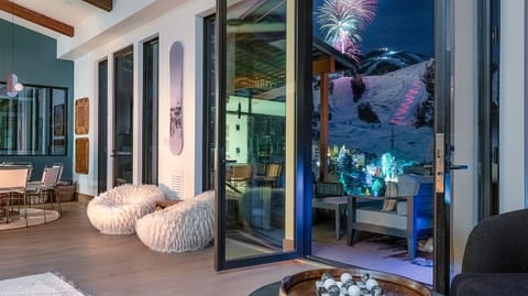 Winter, View (from property/room), Living room, Seating area, Mountain view