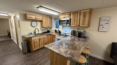 Kitchen or kitchenette, oven, stove, toaster