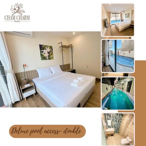 Bed, Photo of the whole room, Bedroom, Text overlay, towels, air conditioner