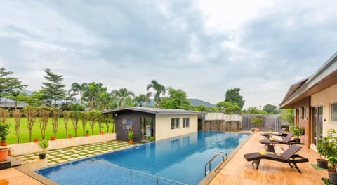Property building, Patio, Pool view, Swimming pool