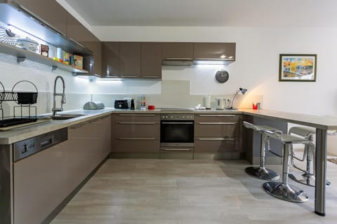 Kitchen or kitchenette, stove