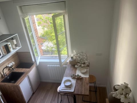 Kitchen or kitchenette, Dining area, stove