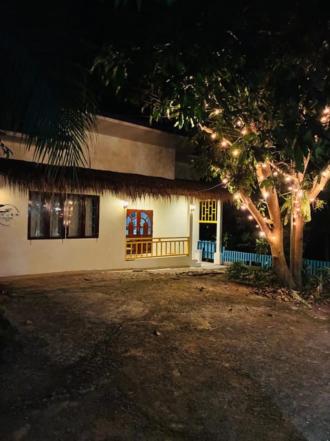 Property building, Night, Garden, Garden view