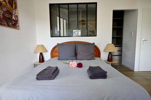 Bed, Photo of the whole room, Bedroom, towels, wardrobe