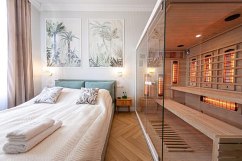 Bed, Sauna, Photo of the whole room, Bedroom, towels