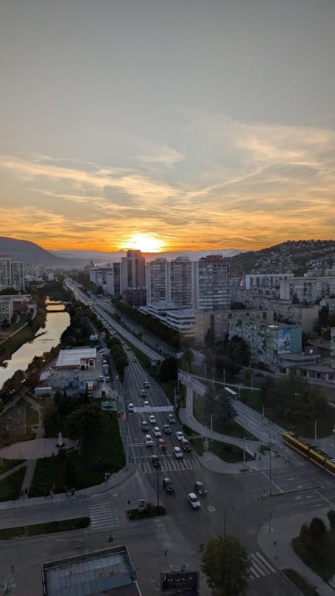 Mountain view, Street view, Sunset
