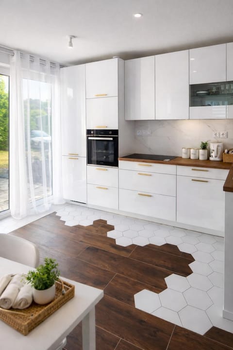Kitchen or kitchenette, Garden view, dishwasher, microwave, oven, stove