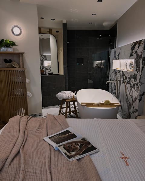 Bed, Bathroom, Bedroom