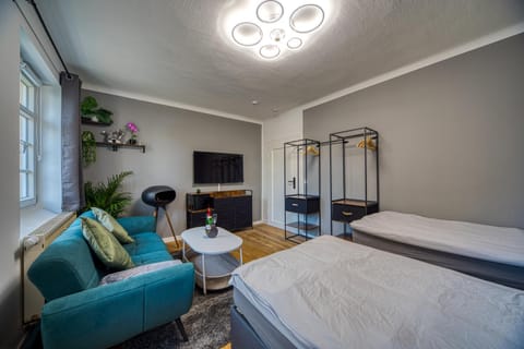 Bed, TV and multimedia, Living room, Photo of the whole room, Seating area, Bedroom