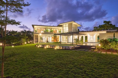 Property building, Spring, Night, Garden, Garden view