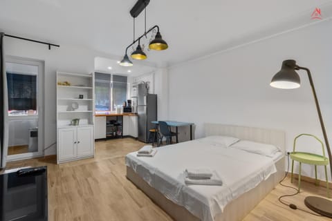 Bed, TV and multimedia, Kitchen or kitchenette, Photo of the whole room, Bedroom, towels, wardrobe