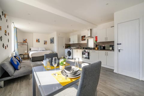 Bed, Kitchen or kitchenette, Living room, Photo of the whole room, Seating area, Dining area, Bedroom, oven, stove