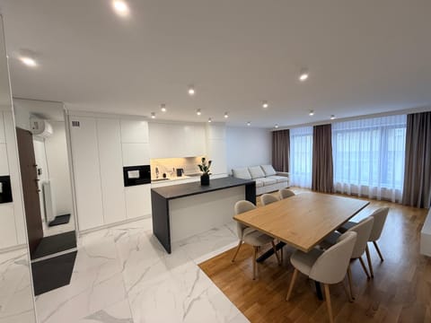 Kitchen or kitchenette, Living room, Dining area, stove, wardrobe, air conditioner