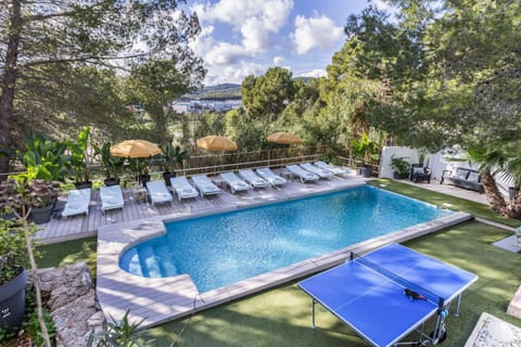 Property building, Living room, Swimming pool
