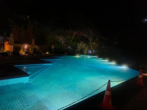 Night, Pool view, Swimming pool, Swimming pool
