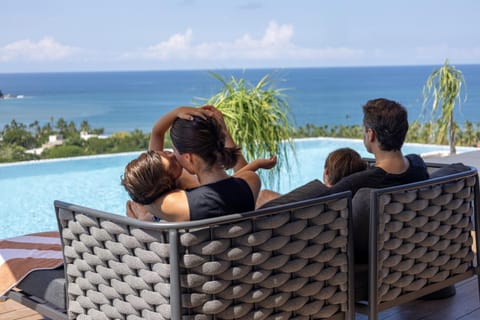 People, Sea view, Swimming pool