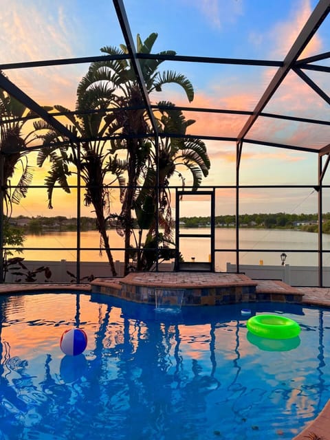 Natural landscape, Lake view, Pool view, Swimming pool, Sunset