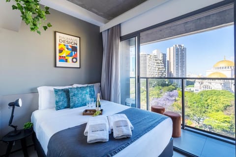Bed, View (from property/room), Balcony/Terrace, Photo of the whole room, Bedroom, towels
