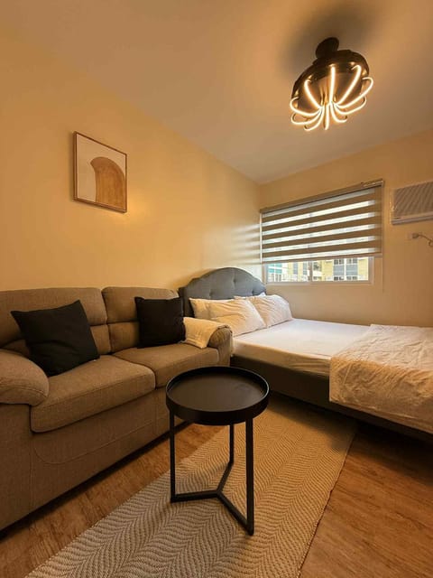Bed, Living room, Seating area