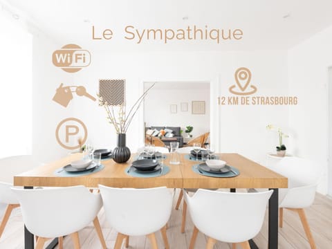 Property building, Patio, Balcony/Terrace, Dining area, Text overlay, Parking, internet
