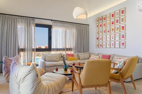 Living room, Seating area, Lake view