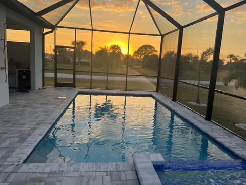 Natural landscape, Balcony/Terrace, Pool view, Swimming pool, Sunset