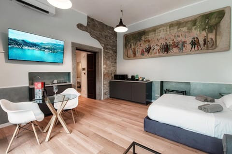 Bed, TV and multimedia, Kitchen or kitchenette, Living room, Photo of the whole room, Seating area, Dining area, Bedroom