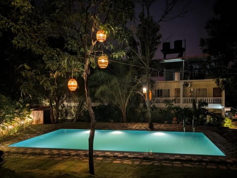 Night, Pool view, Swimming pool