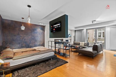 Communal lounge/ TV room, Bed, TV and multimedia, Living room, Photo of the whole room, Seating area, Evening entertainment, Bedroom