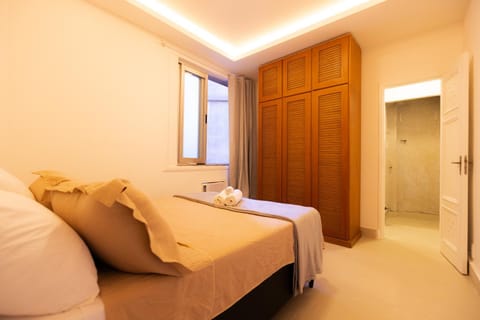 Bed, wardrobe