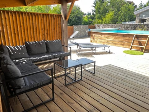 Patio, Natural landscape, Seating area, Pool view, Swimming pool, sunbed