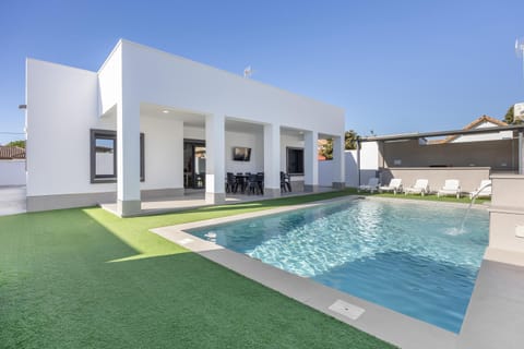 Property building, Living room, Swimming pool