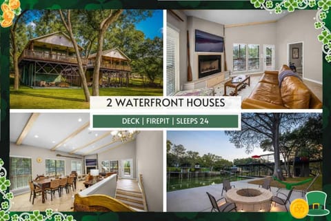 2 Lakefront Homes Dock Access Firepit Sleeps 24 House in McQueeney