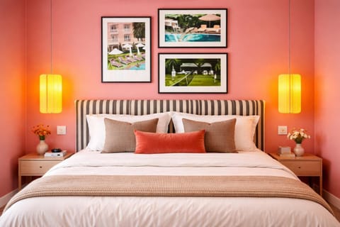 Bed, Photo of the whole room, Bedroom, hair dryier, safe, air conditioner, air conditioner