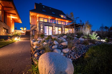 Property building, Night, Garden, Garden view