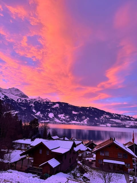 Winter, Lake view, Lake view, Mountain view, Sunset
