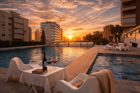 Pool view, Sunset