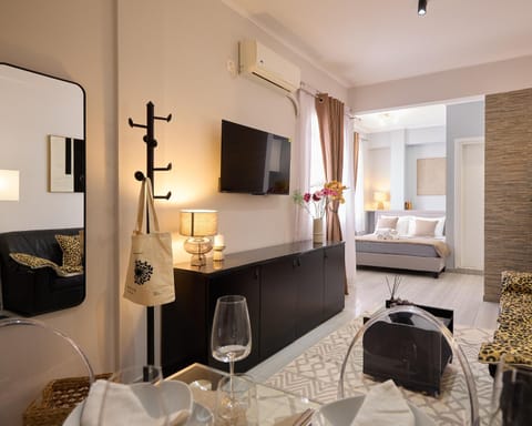 Bed, TV and multimedia, Living room, Photo of the whole room, Seating area, Bedroom, air conditioner