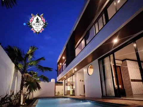 Property building, Night, Pool view, Swimming pool