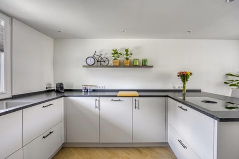 Kitchen or kitchenette, stove