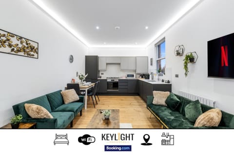 Living room, Seating area, Text overlay, kitchen