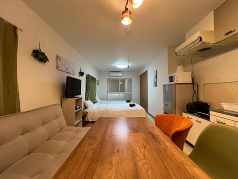 Bed, TV and multimedia, Kitchen or kitchenette, Living room, Photo of the whole room, Dining area, Bedroom, air conditioner