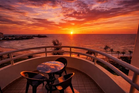 View (from property/room), Balcony/Terrace, Beach, Sea view, Sunset