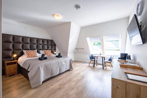 Bed, TV and multimedia, Seating area, Bedroom