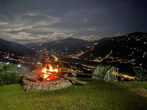Natural landscape, Mountain view, fireplace