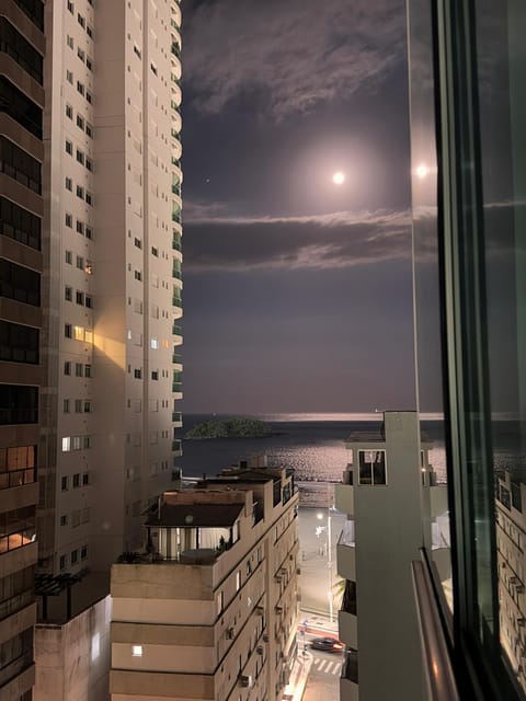 Night, Natural landscape, View (from property/room), Balcony/Terrace, Balcony/Terrace, Beach, City view, Sea view, Quiet street view