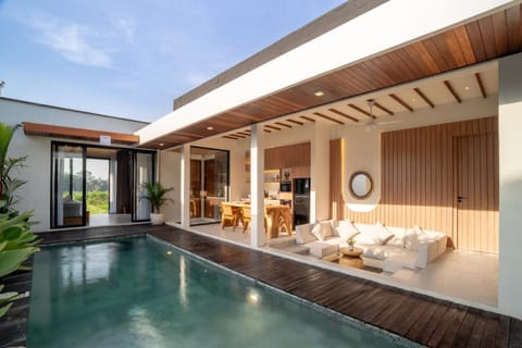 Living room, Seating area, Pool view, Swimming pool, sunbed